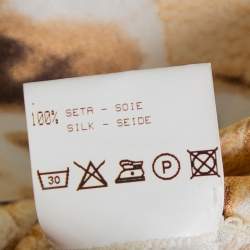 Pre Owned فستان روبرتو كافالي ماكسي رقبة حمالات حرير ساتان مطبوع نقشة الفهد بيج مقاس وسط (ميديوم) 