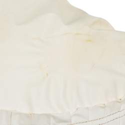 Pre Owned Roberto Cavalli Cream Leather Pleated Detail Zipper Front Jacket S