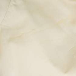 Pre Owned Roberto Cavalli Cream Leather Pleated Detail Zipper Front Jacket S