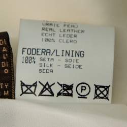 Pre Owned Roberto Cavalli Cream Leather Pleated Detail Zipper Front Jacket S