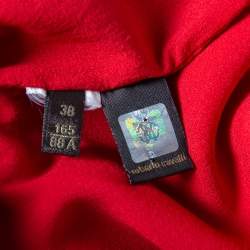 Pre Owned Roberto Cavalli Red Floral Printed Silk Open Back Detail Sheath Dress S