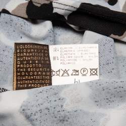 Pre Owned Roberto Cavalli Black & Grey Animal Printed Draped Waist Detail Mini Dress S