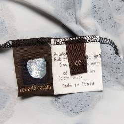 Pre Owned Roberto Cavalli Black & Grey Animal Printed Draped Waist Detail Mini Dress S