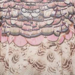 Roberto Cavalli Beige Printed Silk Knit Oversized Sweatshirt M