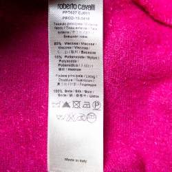 Pre Owned جاكيت روبرتو كافالي غطاء رأس سحاب أمامي فيلور وردي مقاس كبير (لارج)