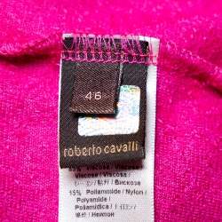 Pre Owned جاكيت روبرتو كافالي غطاء رأس سحاب أمامي فيلور وردي مقاس كبير (لارج)