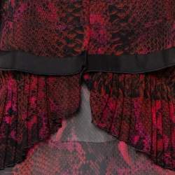 Roberto Cavalli Multicolor Snakeskin Printed Silk Pleated Detail Sleeveless Top S