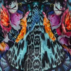 Pre Owned Roberto Cavalli Multicolor Printed Silk Pleated Detail Kaftan Top (One Size)