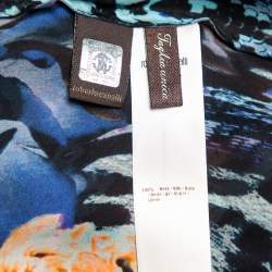 Pre Owned Roberto Cavalli Multicolor Printed Silk Pleated Detail Kaftan Top (One Size)