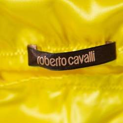 Roberto Cavalli Yellow Silk Satin Flared Maxi Skirt L