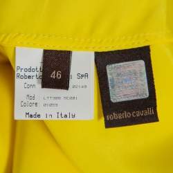 Roberto Cavalli Yellow Silk Satin Flared Maxi Skirt L