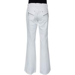 مملوكة مسبقًا Roberto Cavalli White Denim Bootcut Jeans L