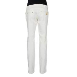 Pre Owned Roberto Cavalli White Denim Straight Leg Jeans XL