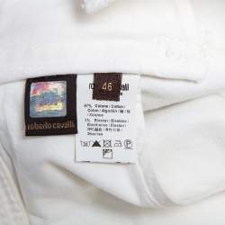 Pre Owned Roberto Cavalli White Denim Straight Leg Jeans XL