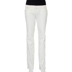 Pre Owned Roberto Cavalli White Denim Straight Leg Jeans XL