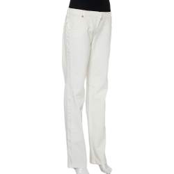 Pre Owned Roberto Cavalli White Denim Straight Leg Jeans XL