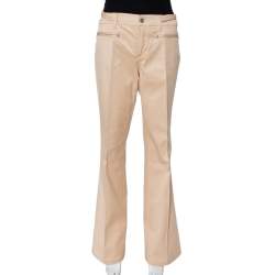Pre Owned Roberto Cavalli Beige Cotton Bootcut Trousers L