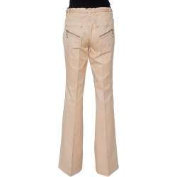 Pre Owned Roberto Cavalli Beige Cotton Bootcut Trousers L