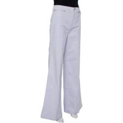 Pre Owned Roberto Cavalli Lavender Cotton Bootcut Trousers L