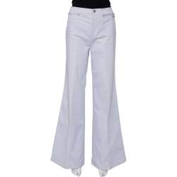 Pre Owned Roberto Cavalli Lavender Cotton Bootcut Trousers L