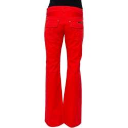 Pre Owned Roberto Cavalli Red Denim Bootcut Jeans L