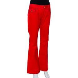 Pre Owned Roberto Cavalli Red Denim Bootcut Jeans L