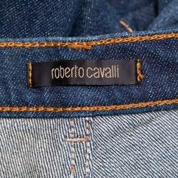 Pre Owned بنطلون جينز روبرتو كافالي دينم أزرق كحلي قصة مستقيمة مقاس كبير جدًا - إكس لارج