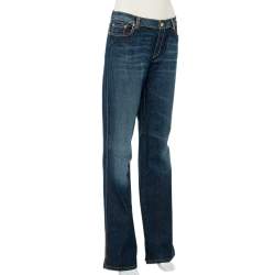 Pre Owned بنطلون جينز روبرتو كافالي دينم أزرق كحلي قصة مستقيمة مقاس كبير جدًا - إكس لارج