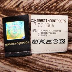 Pre Owned بلوزة روبرتو كافالي حرير قطيفة بطبعة نقشة الفهد متعددة الألوان مقاس كبير (لارج)  