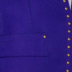Pre Owned Roberto Cavalli Purple Wool Rock Stud Detail Hook Front Blazer S