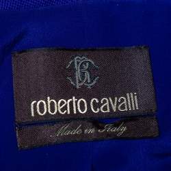 Pre Owned Roberto Cavalli Purple Wool Rock Stud Detail Hook Front Blazer S