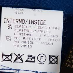 Pre Owned فستان سهرة طويل روبرتو كافالي مفتوح من الخلف مزخرف ترتر حرير كحلي مقاس متوسط