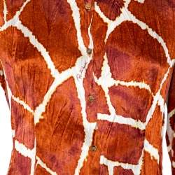 Pre Owned Roberto Cavalli Brown Printed Silk Button Front Shirt M