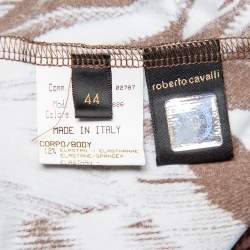 Pre Owned Roberto Cavalli Multicolor Printed Knit Ruffled Neck Detail Top M