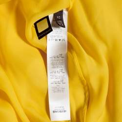 Pre Owned فستان روبرتو كافالي تفاصيل خصر مزخرف حرير طية أصفر مقاس متوسط