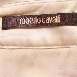 Pre Owned Roberto Cavalli Multicolor Printed Silk Satin Tiered Mini Skirt S