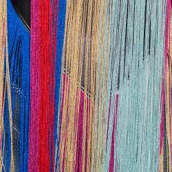 Pre Owned Roberto Cavalli Multicolor Knit Fringed Maxi Dress M