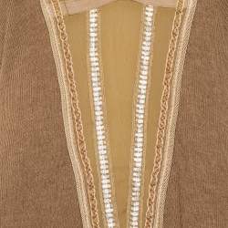 Pre Owned توب روبرتو كافالي كم طويل قصة رقبة حرف في صوف بني جملي مقاس متوسط