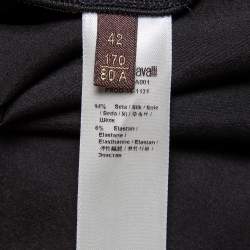 Pre Owned تنورة روبرتو كافالي ساتان حرير أسود ملتف ماكسي مقاس وسط (ميديوم)