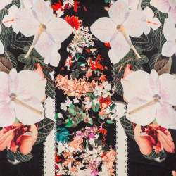 Pre Owned Roberto Cavalli Multicolor Printed Silk Satin Maxi Skirt M