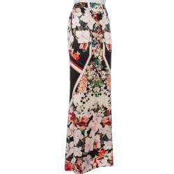 Pre Owned Roberto Cavalli Multicolor Printed Silk Satin Maxi Skirt M