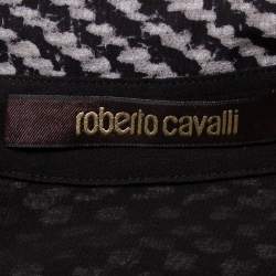 Pre Owned بلوزة روبرتو كافالي شفافة أكمام طويلة حرير مونوكروم مقاس صغير