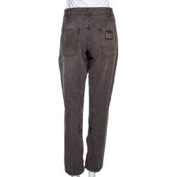 Pre Owned Roberto Cavalli Monochrome Printed Silk Palazzo Pants L