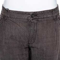 Pre Owned Roberto Cavalli Monochrome Printed Silk Palazzo Pants L