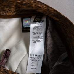 مملوكة مسبقًا بنطلون بالازو روبرتو كافالي حرير طباعة حيوان بني مقاس كبير