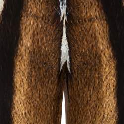 مملوكة مسبقًا بنطلون بالازو روبرتو كافالي حرير طباعة حيوان بني مقاس كبير