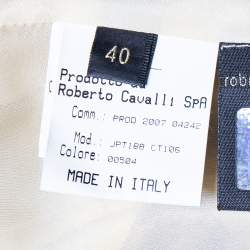 Pre Owned Roberto Cavalli Beige Leopard Print Silk Belted Dress S