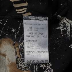 Pre Owned Roberto Cavalli Black Printed Silk Cold Shoulder Blouse M