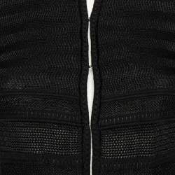 Pre Owned Roberto Cavalli Black Patterned Knit Round Neck Cardigan S