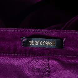 Pre Owned Roberto Cavalli Purple Velvet  Buttoned Pants S